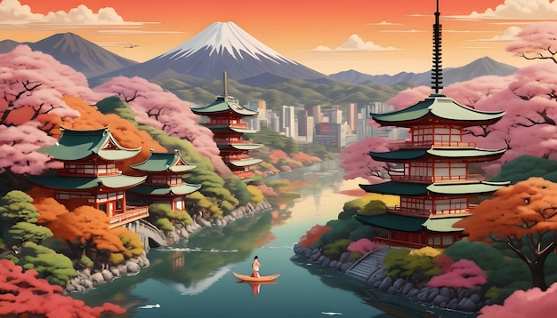 Fusão entre Pop art deco e tradicional japonês