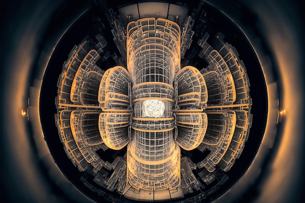 Foto fusão nuclear tokamak campo magnético para confinar o plasma na forma de um toroidal forma de toroide tecnologia de energia limpa ia generativa