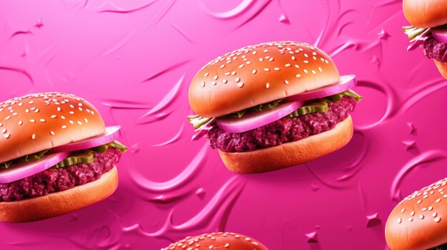 Fuschia En el fondo con hamburguesas