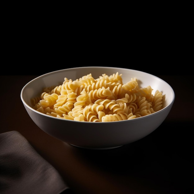 Fusilli de pasta crudo aislado sobre un fondo blanco