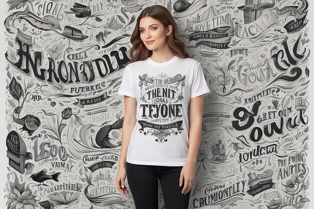 Foto fusión creativa de tipografía e ilustración diseño de tees