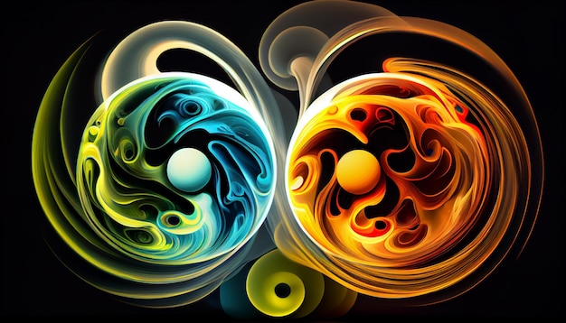 Foto fusión cromática generativa de ia fondo abstracto con dos colores vivos