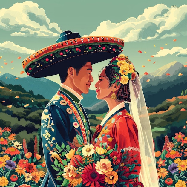 Fusión de culturas Charro mexicano y boda hanbok coreana