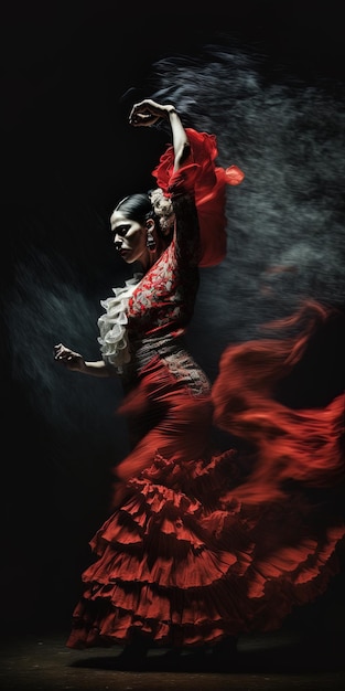 Fusión Flamenca Dinámica Danza Íntima Superpuesta Foto UltraSharp 35mm