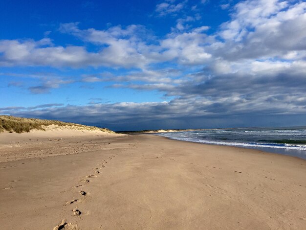 Foto fußabdrücke auf dem sand am strand