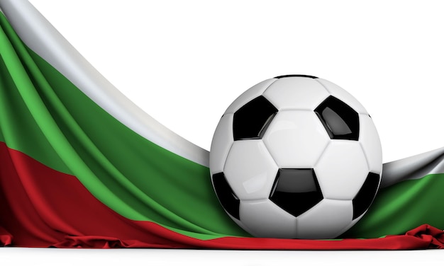 Fußball auf der Flagge Bulgariens Fußballhintergrund 3D-Rendering
