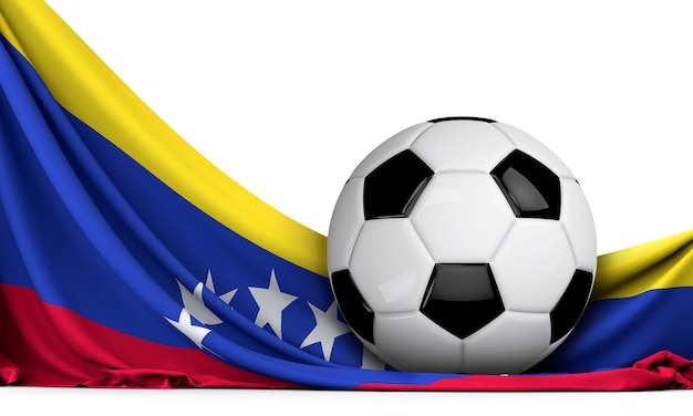Fußball auf der Flagge Venezuelas Fußballhintergrund 3D-Rendering