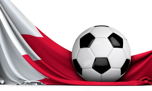 Fußball auf der Flagge von Bahrain Fußballhintergrund 3D-Rendering