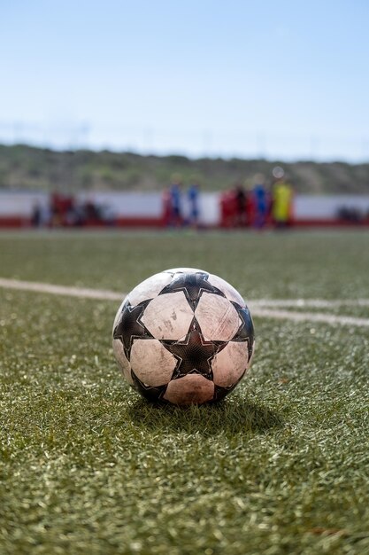 Fußball auf Grasfeld