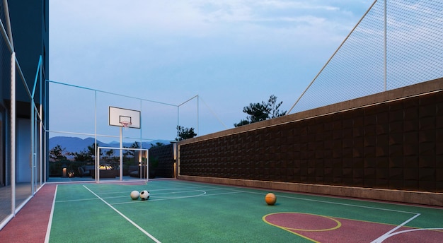 Fußball-, Basketball- und Volleyballplatz für Privathaushalte und Hotels