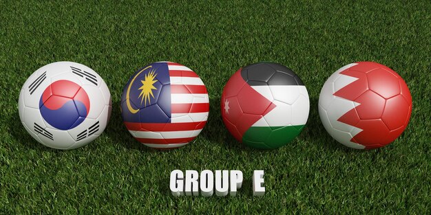 Fußball-Cup-Gruppen e 2023 Asien-Cup-Turnier 3d-Rendering