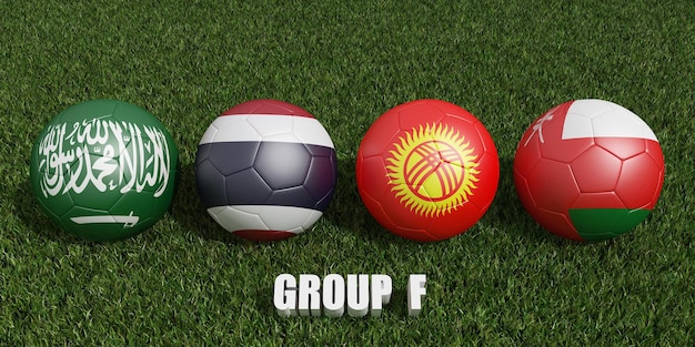 Fußball-Cup-Gruppen f 2023 Asien-Cup-Turnier 3d-Rendering