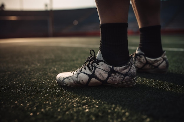 Fußball, Fußball, Turnschuhe, Fuß, Stadion, Schuh, Füße, Sport, Wettkampf, Spiel, generative KI