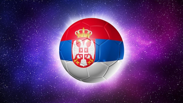 Fußball-Fußballball mit Serbien-Flagge Weltraum-Hintergrund-Illustration