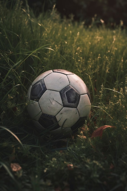 Fußball im Gras KI generiert