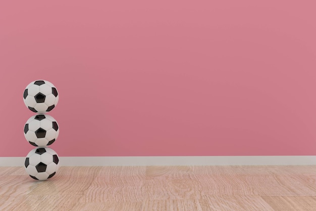 Fußball in rosa Farbe Kinderzimmer in 3D-Rendering