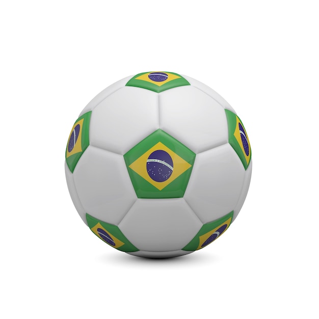 Fußball mit brasilianischer Flagge 3D-Rendering