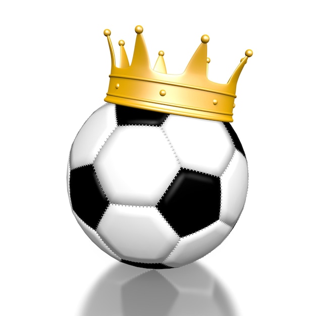 Fußball mit goldenem Kronensiegerkonzept 3D-Darstellung