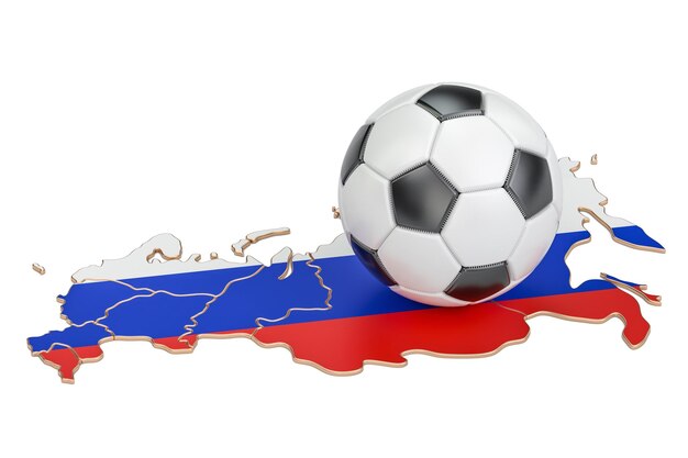 Fußball mit Karte des Russland-Konzepts 3D-Rendering