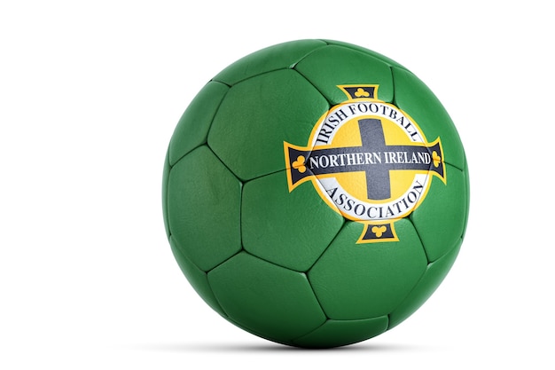 Fußball mit Logo des nordirischen National Football Association 3D-Darstellung