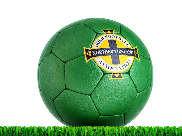 Fußball mit Logo des nordirischen National Football Association 3D-Darstellung