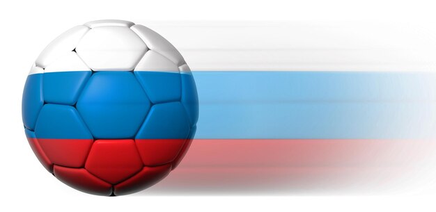 Fußball mit russischer Flagge in Bewegung isoliert