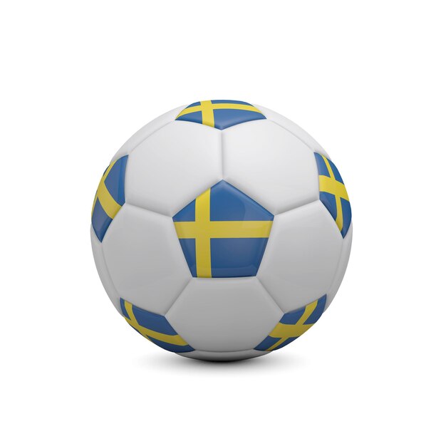 Fußball mit schwedischer Flagge 3D-Rendering