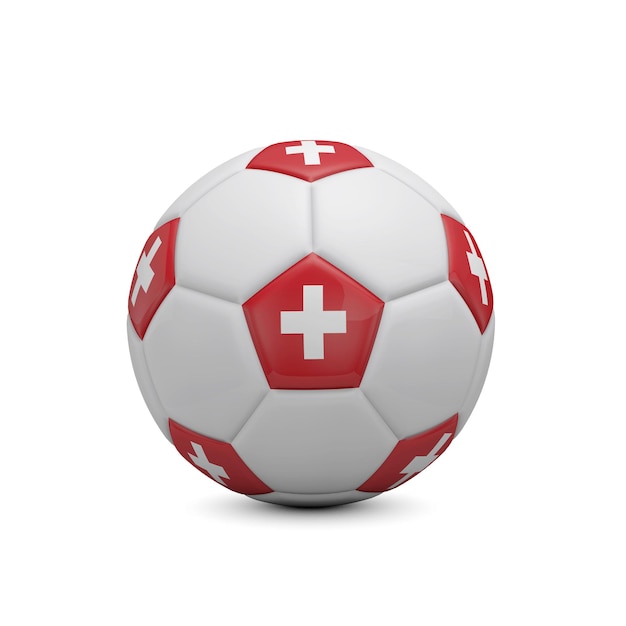 Fußball mit Schweizer Flagge 3D-Rendering