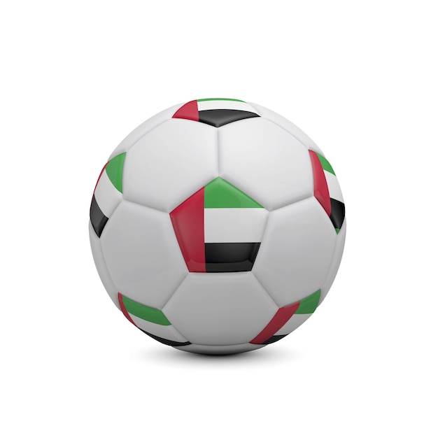 Fußball mit VAE-Flagge 3D-Rendering