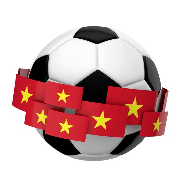 Fußball mit vietnamesischer Flagge vor einem weißen Hintergrund 3D-Rendering