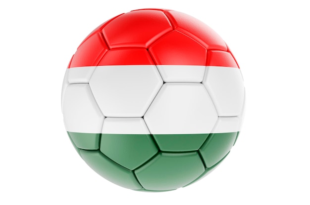 Fußball oder Fußball mit ungarischer Flagge 3D-Darstellung