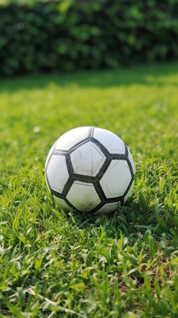 Fußball ruht auf einem Stück Gras