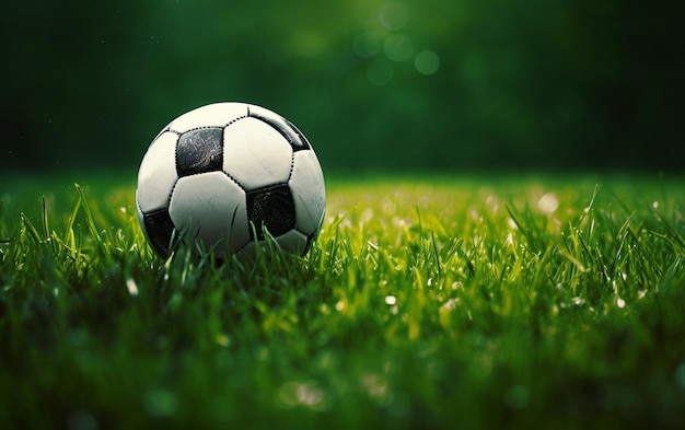 Fußball saftiges grünes Gras und Fußball