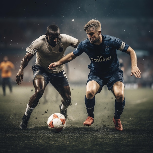 Fußball spielen atemberaubende sammlung von fußballfotos Premium-Foto