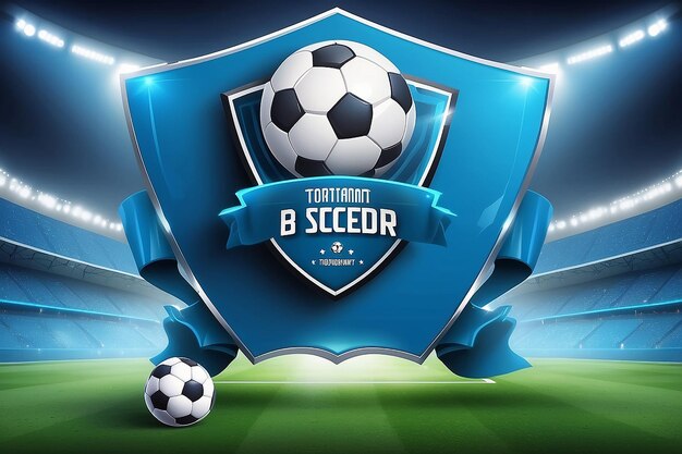 Fußball-Turnier-Header- oder Banner-Design mit Fußball und blankem Schild der Teilnehmer-Mannschaft A