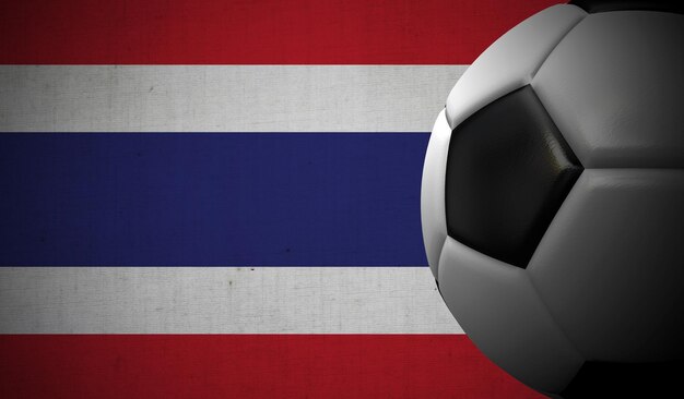 Fußball vor einem thailändischen Flaggenhintergrund 3D-Rendering