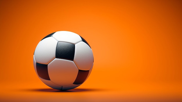 Fußballball auf orangefarbenem Hintergrund 3D-Render-Illustration