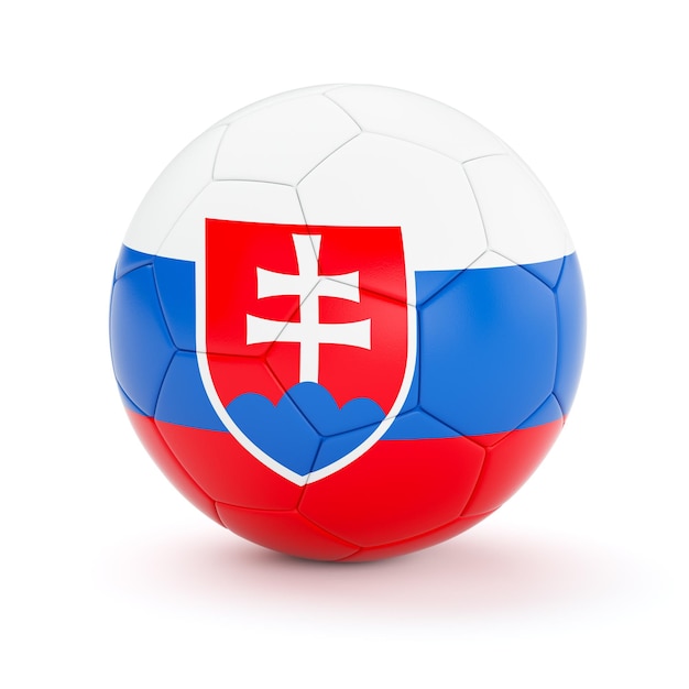 Foto fußballball der slowakei mit der slowakischen flagge auf weißem hintergrund