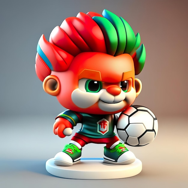 Fußballcharakter-Maskottchen in 3D-Generative KI