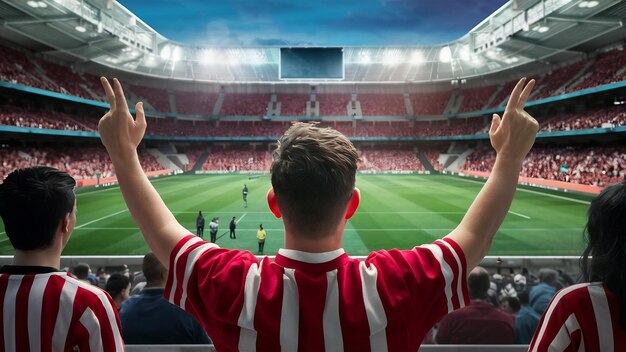 Fußballfans im Stadion von hinten