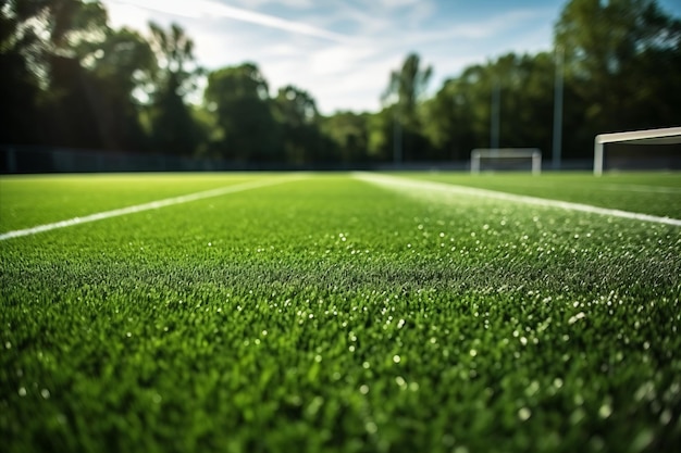 Fußballfeld mit künstlichem Rasen, Tornetz, Schattengrün, synthetischem Gras