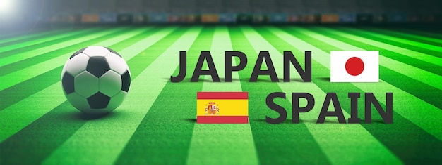 Fußballspiel Japan gegen Spanien 3D-Darstellung