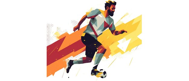 Fußballspieler, der den Ball tritt, Skizzenkritzel, Illustration eines FIFA-Fußballspielers, von der KI generiert