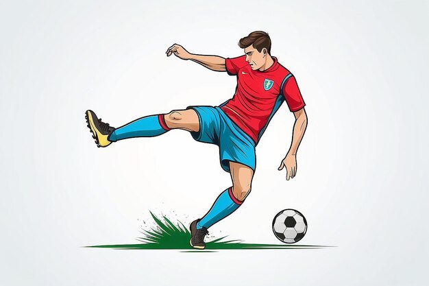 Foto fußballspieler kicking ball vektor fußballspielerspieler vektor illustration