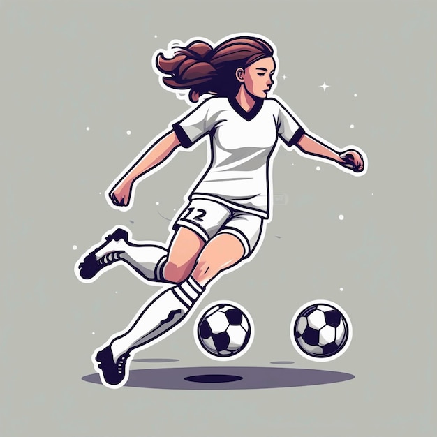 Fußballspielerin tritt einen Fußballball