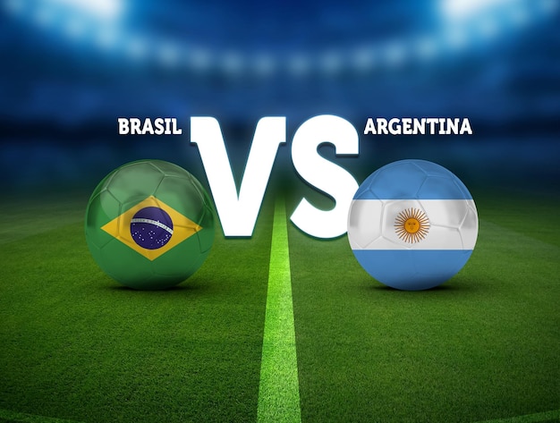 Fußballspielplan, Brasilien vs Argentinien Konzept Sport Hintergrund, Flaggen der Länder