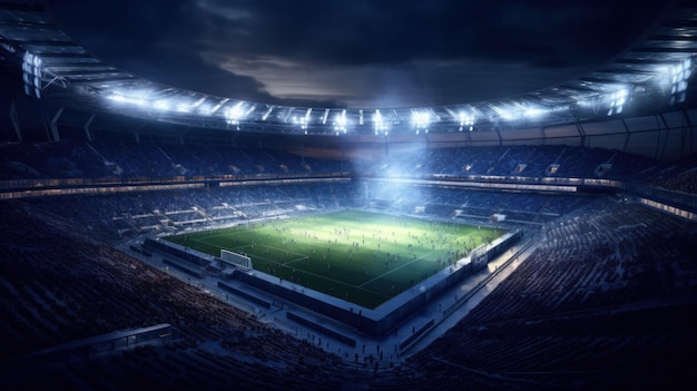 Fußballstadion bei Nacht Illustration AI GenerativexA