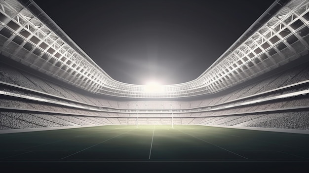 Fußballstadion im Licht der Flutlichter Fußballstadion bei Nachtsporthintergrund
