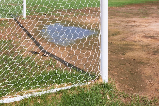 Fußballziel mit Rasenfläche.