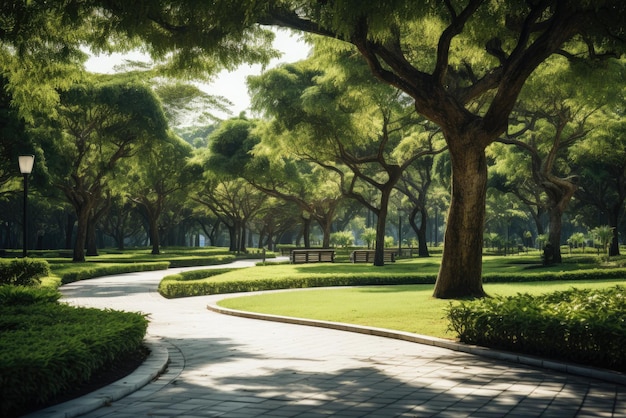 Fußweg durch einen wunderschönen Park Generative KI